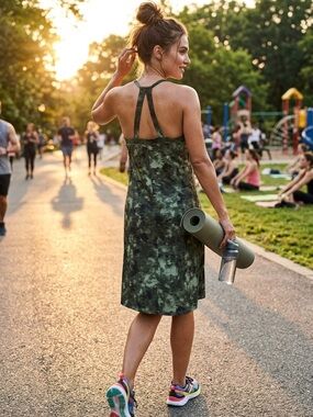 Balance‎ Collection Green Camo Active Dress XL Halter Performance Athleisure